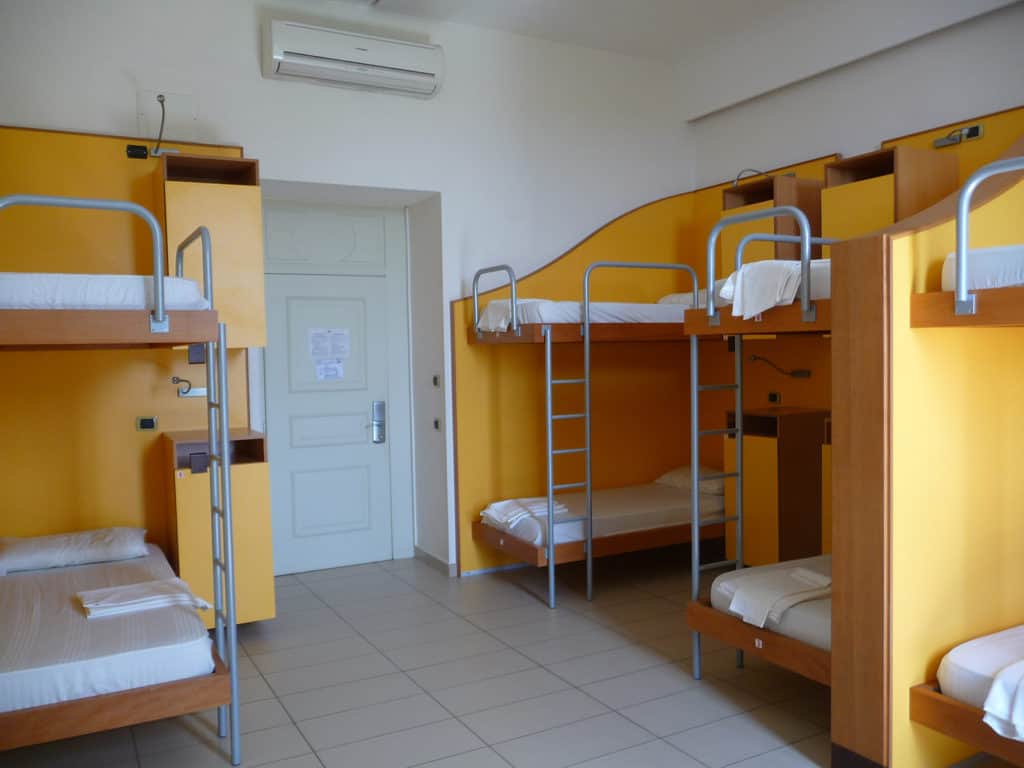 A hostel room showing how big lockers could be