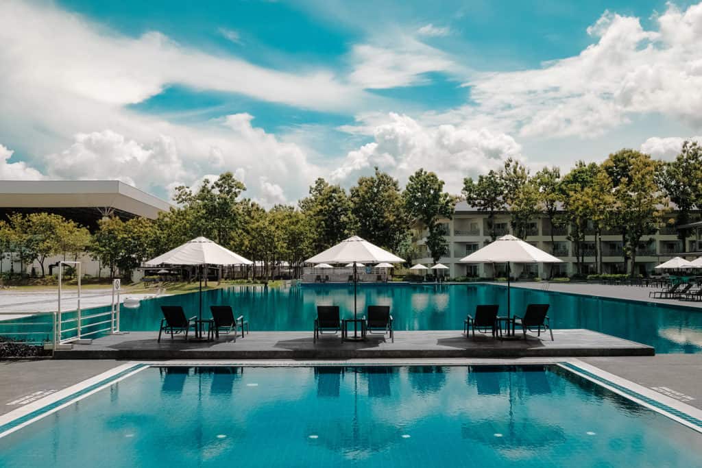 Hotels amenities such as a pool are great ways to relax.