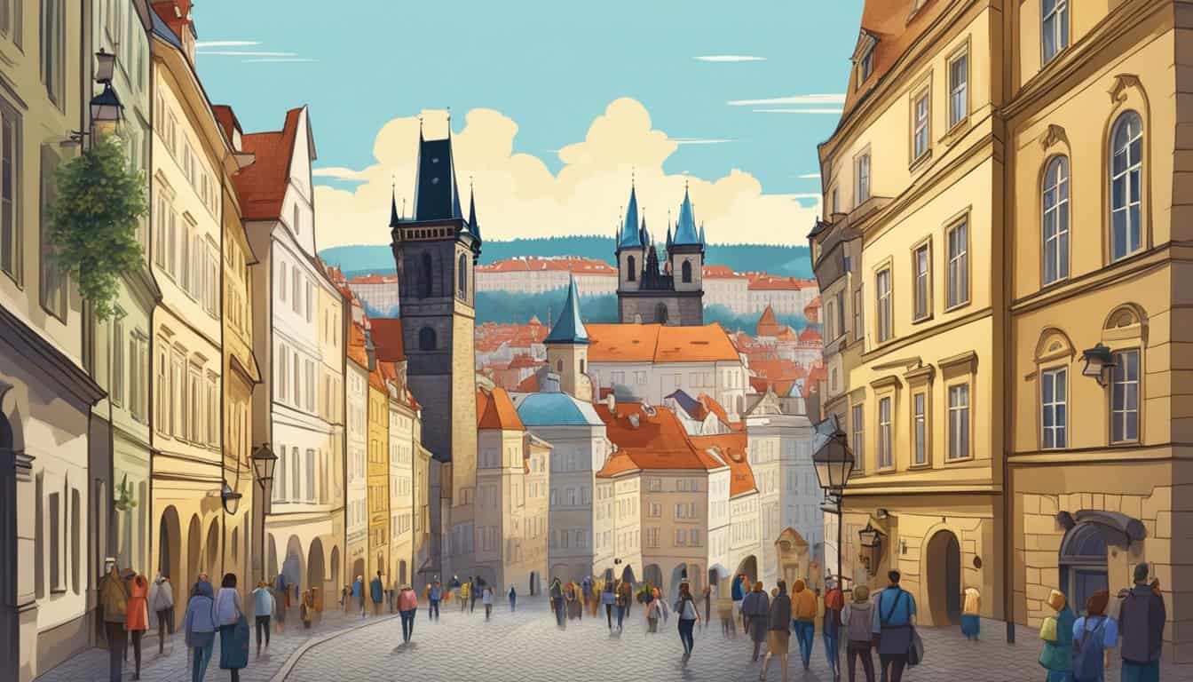 The historic Old Town of Prague is bustling with activity as tourists explore the top hostels, nestled among beautiful cobblestone streets and charming architecture